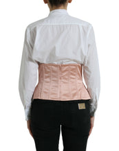 Load image into Gallery viewer, Dolce &amp; Gabbana Pink Silk Stretch Belt Waist Strap Corset Top
