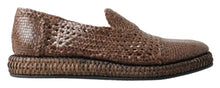 Load image into Gallery viewer, Dolce &amp; Gabbana Brown Woven Leather Loafers Casual
