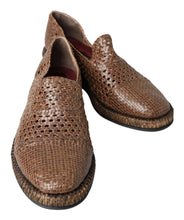 Load image into Gallery viewer, Dolce &amp; Gabbana Brown Woven Leather Loafers Casual
