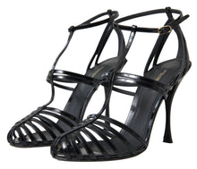 Load image into Gallery viewer, Dolce &amp; Gabbana Elegant Black Leather Stiletto Sandals
