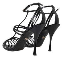 Load image into Gallery viewer, Dolce &amp; Gabbana Elegant Black Leather Stiletto Sandals
