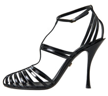 Load image into Gallery viewer, Dolce &amp; Gabbana Elegant Black Leather Stiletto Sandals
