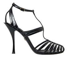 Load image into Gallery viewer, Dolce &amp; Gabbana Elegant Black Leather Stiletto Sandals
