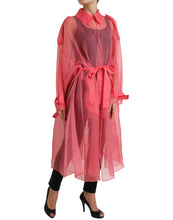 Load image into Gallery viewer, Dolce &amp; Gabbana Pink Silk See Through Belted Long Coat Jacket
