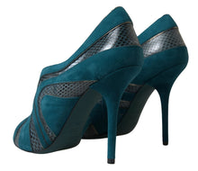 Load image into Gallery viewer, Dolce &amp; Gabbana Chic Blue Peep Toe Stiletto Ankle Booties
