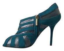 Load image into Gallery viewer, Dolce &amp; Gabbana Chic Blue Peep Toe Stiletto Ankle Booties
