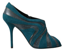 Load image into Gallery viewer, Dolce &amp; Gabbana Chic Blue Peep Toe Stiletto Ankle Booties
