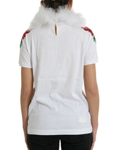 Load image into Gallery viewer, Dolce &amp; Gabbana White Cotton Christmas Sequin Fur T-shirt
