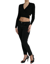 Load image into Gallery viewer, Dolce &amp; Gabbana Black Wool V-neck Crossed Cardigan Sweater
