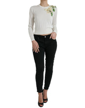 Load image into Gallery viewer, Dolce &amp; Gabbana White Floral Silk Crew Neck Pullover Sweater
