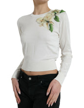 Load image into Gallery viewer, Dolce &amp; Gabbana White Floral Silk Crew Neck Pullover Sweater
