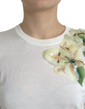 Load image into Gallery viewer, Dolce &amp; Gabbana White Floral Silk Crew Neck Pullover Sweater
