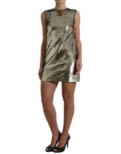 Load image into Gallery viewer, Dolce &amp; Gabbana Silver Sequined Nylon Sheath Sleeveless Mini Dress
