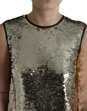 Load image into Gallery viewer, Dolce &amp; Gabbana Silver Sequined Nylon Sheath Sleeveless Mini Dress
