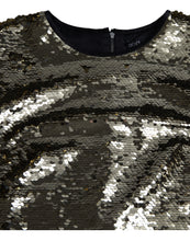 Load image into Gallery viewer, Dolce &amp; Gabbana Silver Sequined Nylon Sheath Sleeveless Mini Dress
