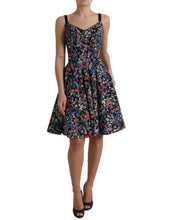 Load image into Gallery viewer, Dolce &amp; Gabbana Black Polyester Floral A-line Sleeveless Mini Dress
