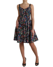 Load image into Gallery viewer, Dolce &amp; Gabbana Black Polyester Floral A-line Sleeveless Mini Dress
