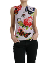 Load image into Gallery viewer, Dolce &amp; Gabbana Multicolor Floral Padlock Butterfly Tank Top
