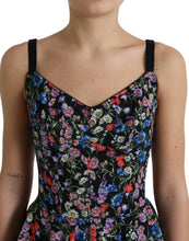 Load image into Gallery viewer, Dolce &amp; Gabbana Black Polyester Floral A-line Sleeveless Mini Dress
