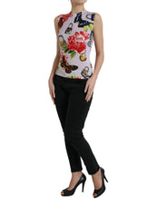 Load image into Gallery viewer, Dolce &amp; Gabbana Multicolor Floral Padlock Butterfly Tank Top
