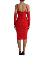 Load image into Gallery viewer, Dolce &amp; Gabbana Red Nylon Stretch Cut Out Midi Dress
