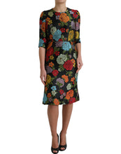 Load image into Gallery viewer, Dolce &amp; Gabbana Black Floral Embroidery Knee Length Dress
