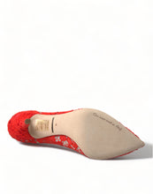 Load image into Gallery viewer, Dolce &amp; Gabbana Exquisite Crystal-Embellished Red Lace Heels
