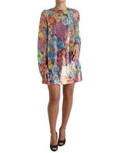 Load image into Gallery viewer, Dolce &amp; Gabbana Multicolor Floral Sequined Shift Mini Dress

