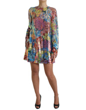 Load image into Gallery viewer, Dolce &amp; Gabbana Multicolor Floral Sequined Shift Mini Dress
