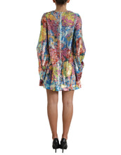 Load image into Gallery viewer, Dolce &amp; Gabbana Multicolor Floral Sequined Shift Mini Dress
