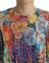 Load image into Gallery viewer, Dolce &amp; Gabbana Multicolor Floral Sequined Shift Mini Dress
