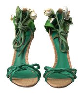 Load image into Gallery viewer, Dolce &amp; Gabbana Emerald Elegance Satin Heels
