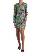 Load image into Gallery viewer, Dolce &amp; Gabbana Multicolor Geometric Print Silk Crystals Midi Dress
