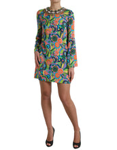 Load image into Gallery viewer, Dolce &amp; Gabbana Multicolor Geometric Print Silk Crystals Midi Dress
