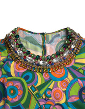 Load image into Gallery viewer, Dolce &amp; Gabbana Multicolor Geometric Print Silk Crystals Midi Dress
