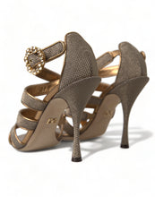 Load image into Gallery viewer, Dolce &amp; Gabbana Bronze Crystal Stiletto Heels Sandals
