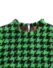 Load image into Gallery viewer, Dolce &amp; Gabbana Green Houndstooth Sleeveless Aline Mini Dress
