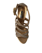 Load image into Gallery viewer, Dolce &amp; Gabbana Bronze Crystal Stiletto Heels Sandals
