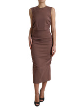 Load image into Gallery viewer, Dolce &amp; Gabbana Brown Viscose Sheath Sleeveless Bodycon Midi Dress
