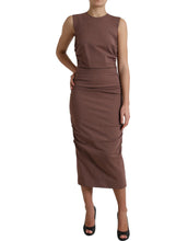 Load image into Gallery viewer, Dolce &amp; Gabbana Brown Viscose Sheath Sleeveless Bodycon Midi Dress

