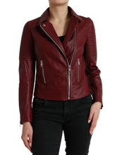 Load image into Gallery viewer, Dolce &amp; Gabbana Bordeaux Biker Leather Jacket
