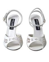 Load image into Gallery viewer, Dolce &amp; Gabbana White Embroidered Ankle Strap Heels
