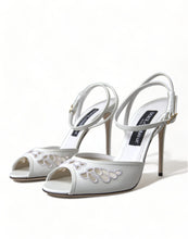 Load image into Gallery viewer, Dolce &amp; Gabbana White Embroidered Ankle Strap Heels
