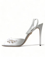 Load image into Gallery viewer, Dolce &amp; Gabbana White Embroidered Ankle Strap Heels
