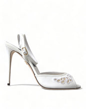 Load image into Gallery viewer, Dolce &amp; Gabbana White Embroidered Ankle Strap Heels
