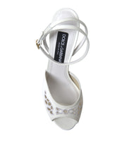 Load image into Gallery viewer, Dolce &amp; Gabbana White Embroidered Ankle Strap Heels
