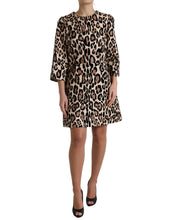 Load image into Gallery viewer, Dolce &amp; Gabbana Brown Leopard Print Nylon Aline Mini Dress

