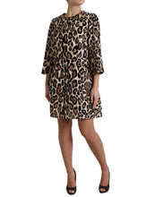 Load image into Gallery viewer, Dolce &amp; Gabbana Brown Leopard Print Nylon Aline Mini Dress
