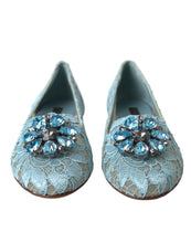 Load image into Gallery viewer, Dolce &amp; Gabbana Elegant Floral Lace Aqua Vally Flats
