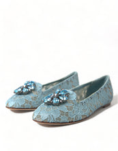 Load image into Gallery viewer, Dolce &amp; Gabbana Elegant Floral Lace Aqua Vally Flats
